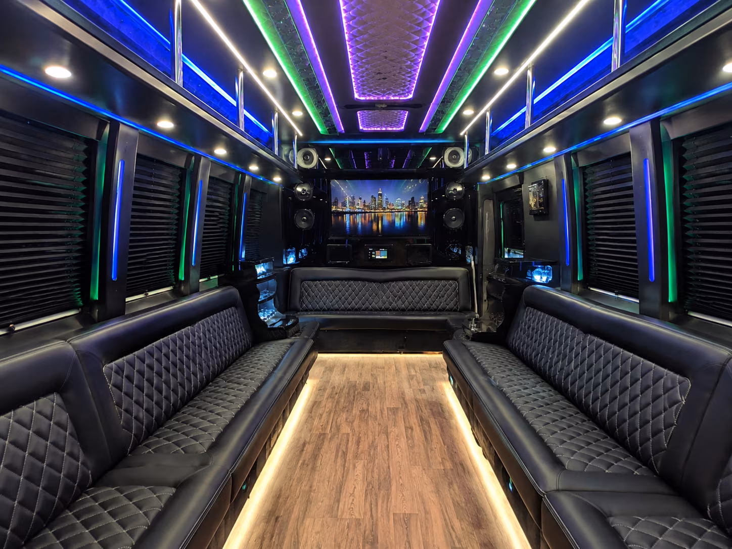 newark 25 passenger party bus interior