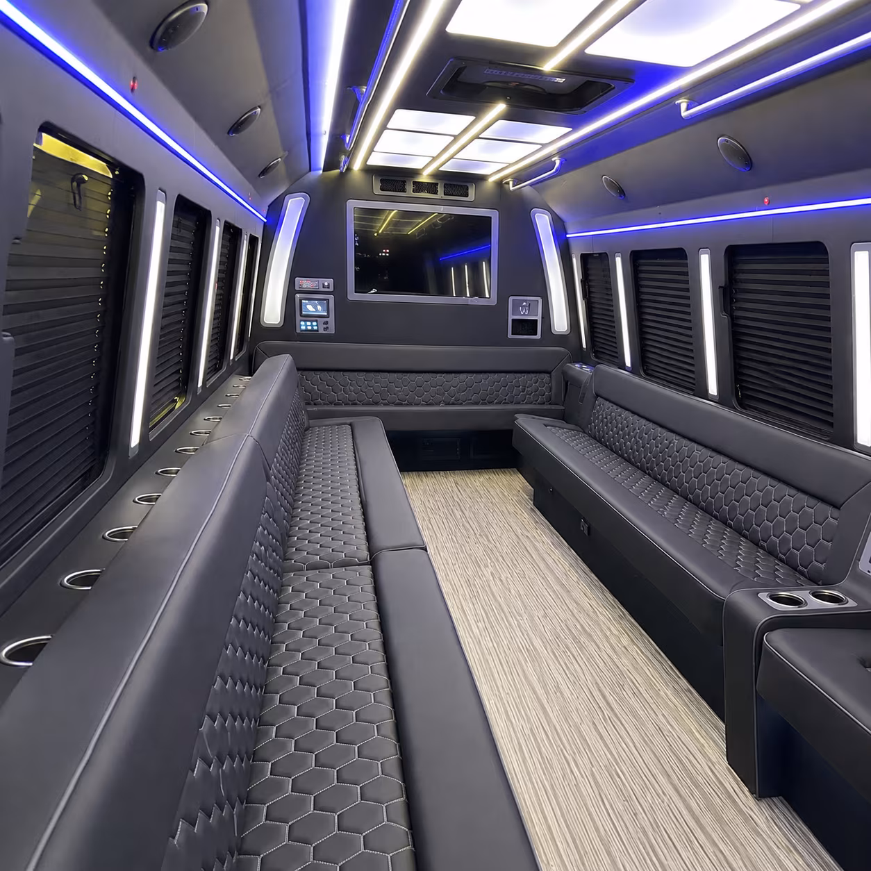 newark 40 passenger party bus inside