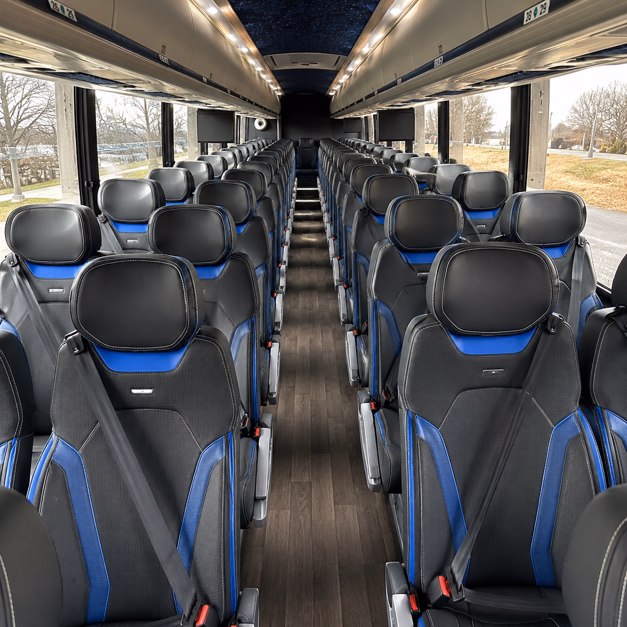 newark charter bus interior